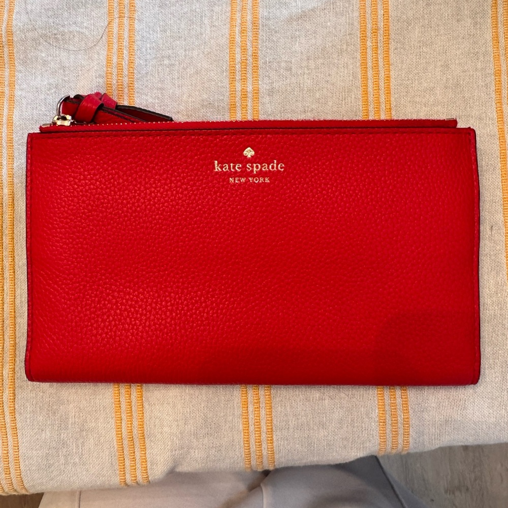 kate spade Red Leather Zip Pouch